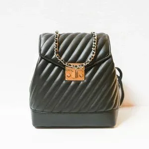 Michael Kors Rose Medium Backpack Vegan Soft Leather Quilted Stripe Black Michael Kors Women main image 3